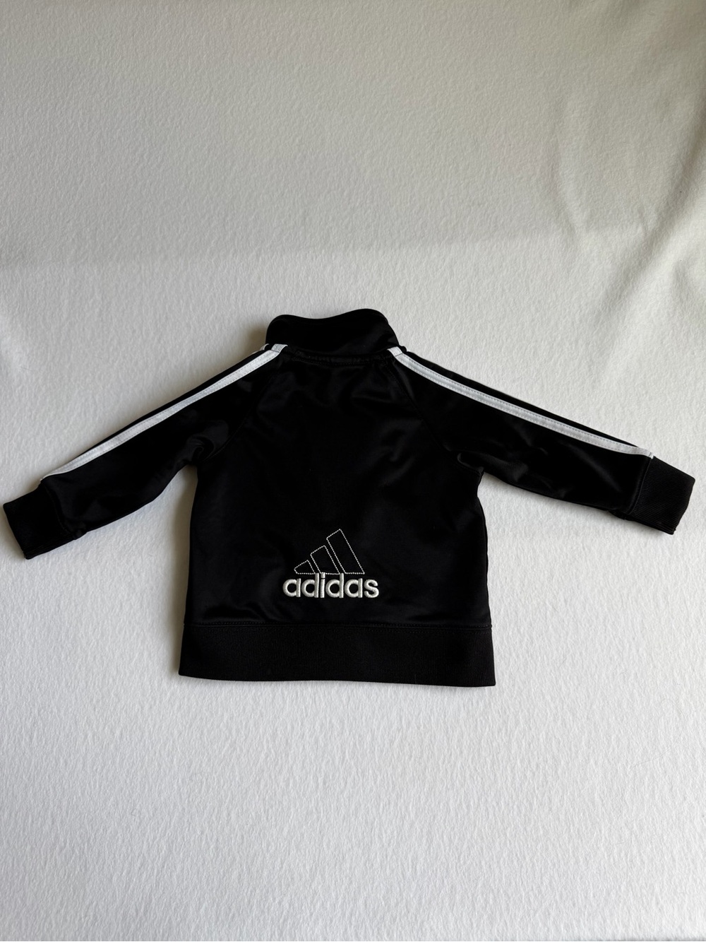 Adidas Baby Track Jacket Black White Striped Zip Up 6M Athletic - Picture 2 of 6